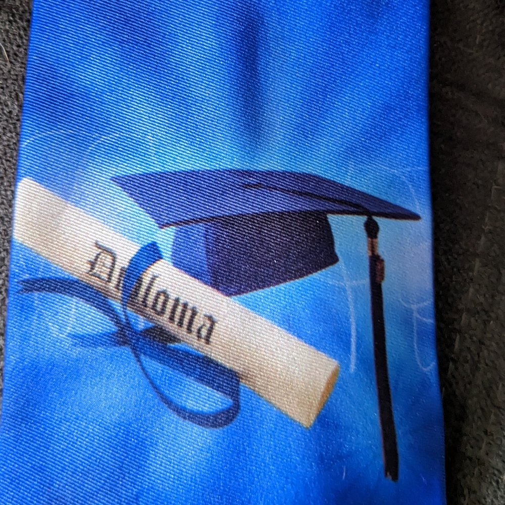 Graduation Tie Diploma Adult Blue